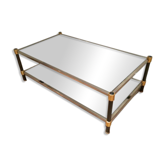 Coffee table with gunmetal patina and gilt metal