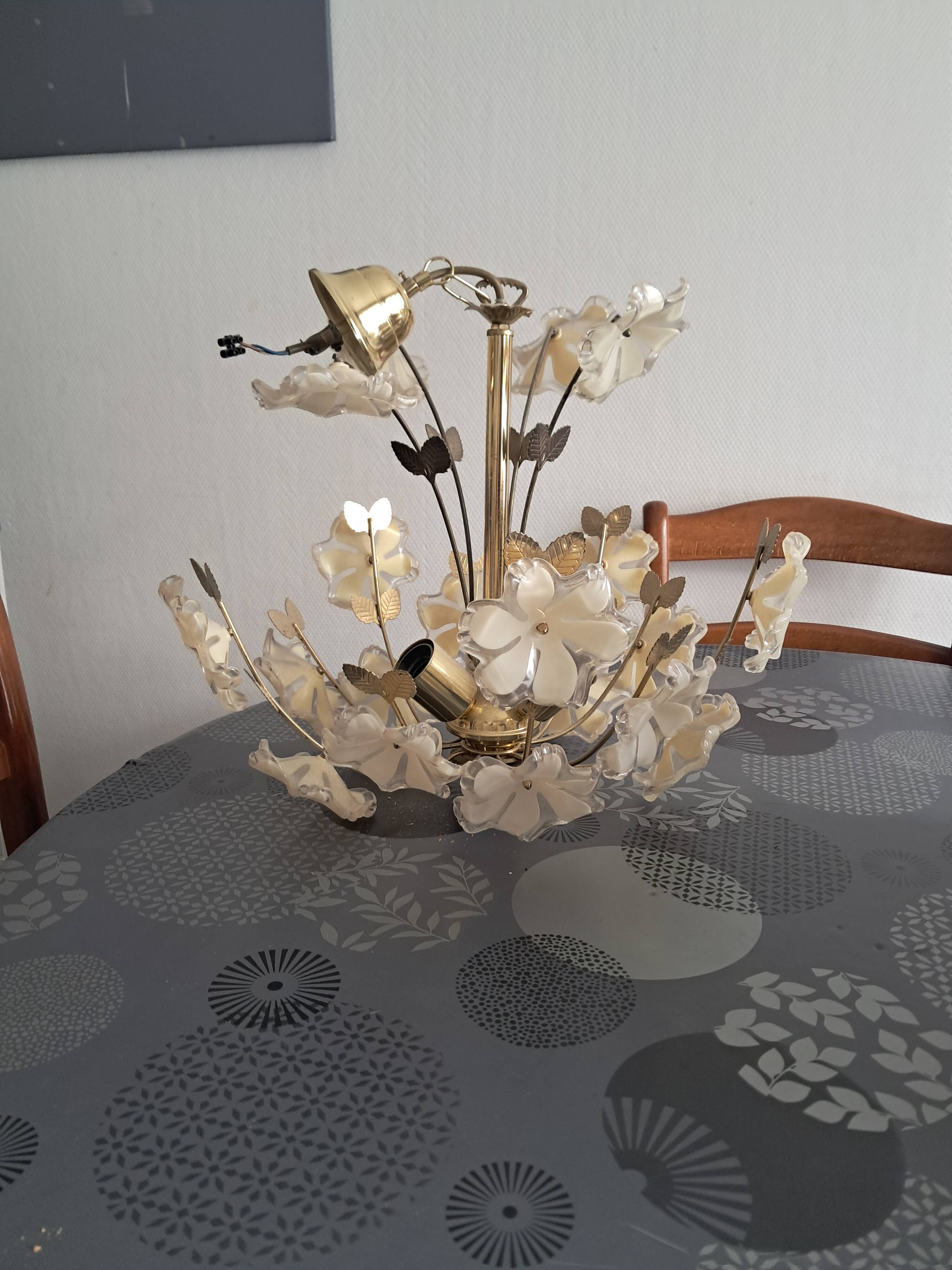 Lustre florale vintage 1960