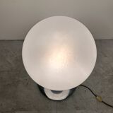 Lampe de table italienne en verre et chrome, années 1960