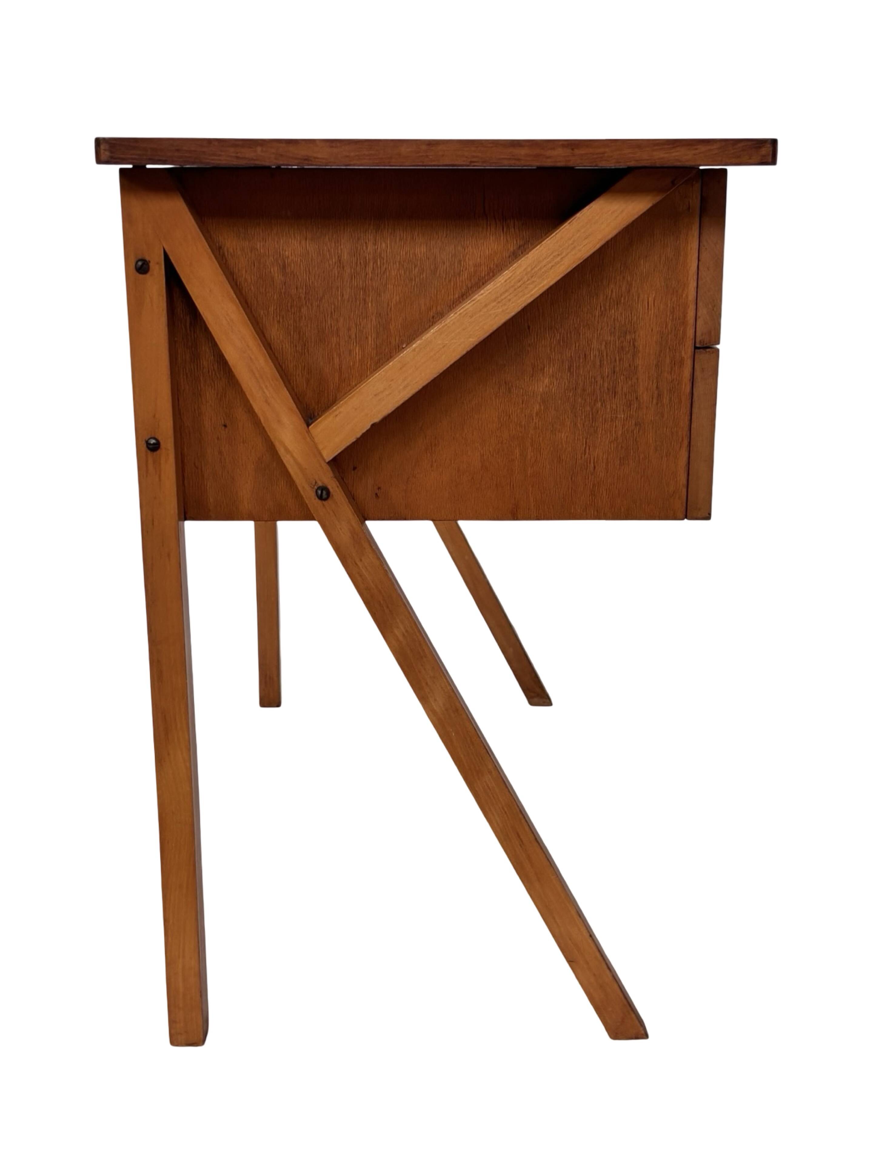Vintage desk, compact model, minimalist desin teak, 1960s