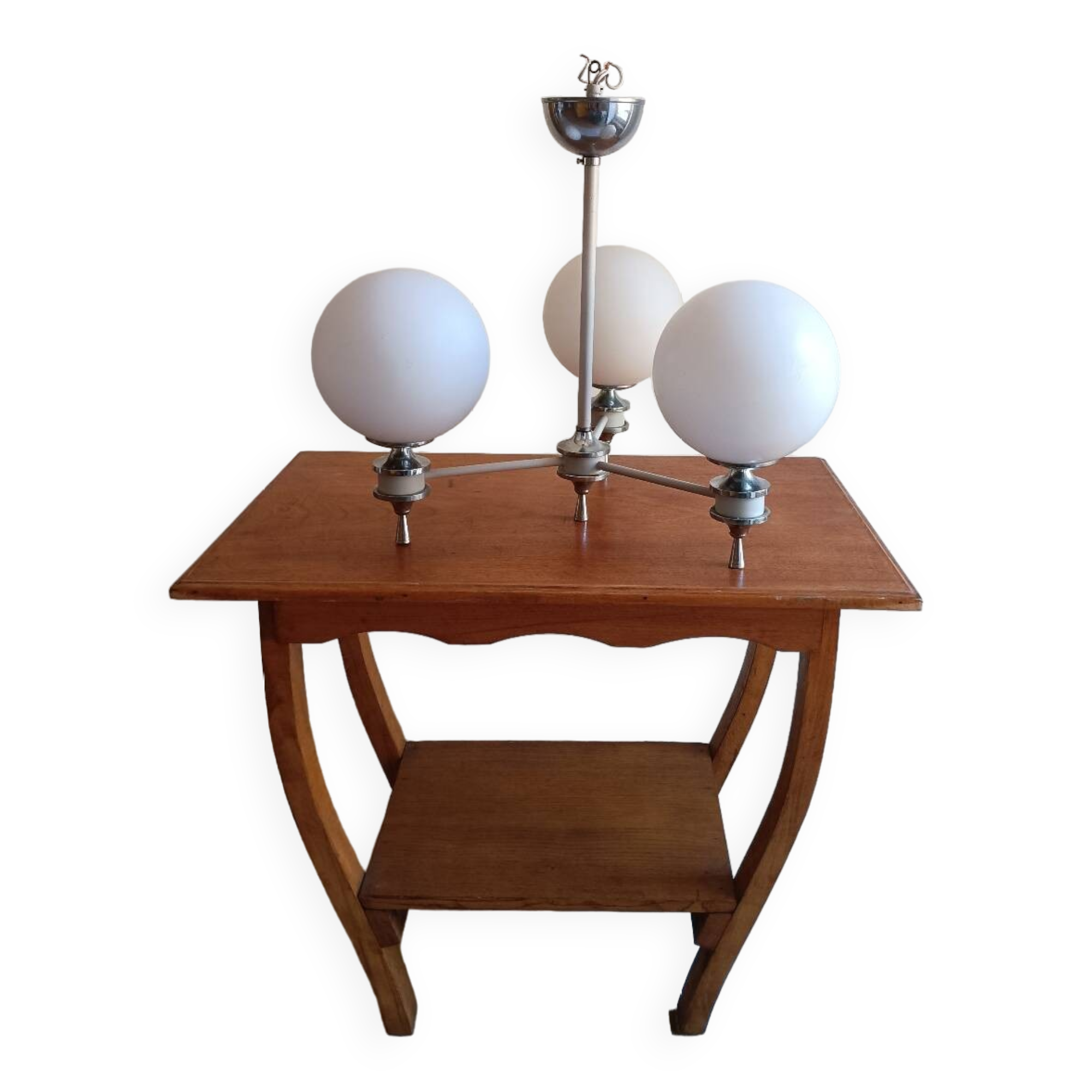 White ball and metal chandelier