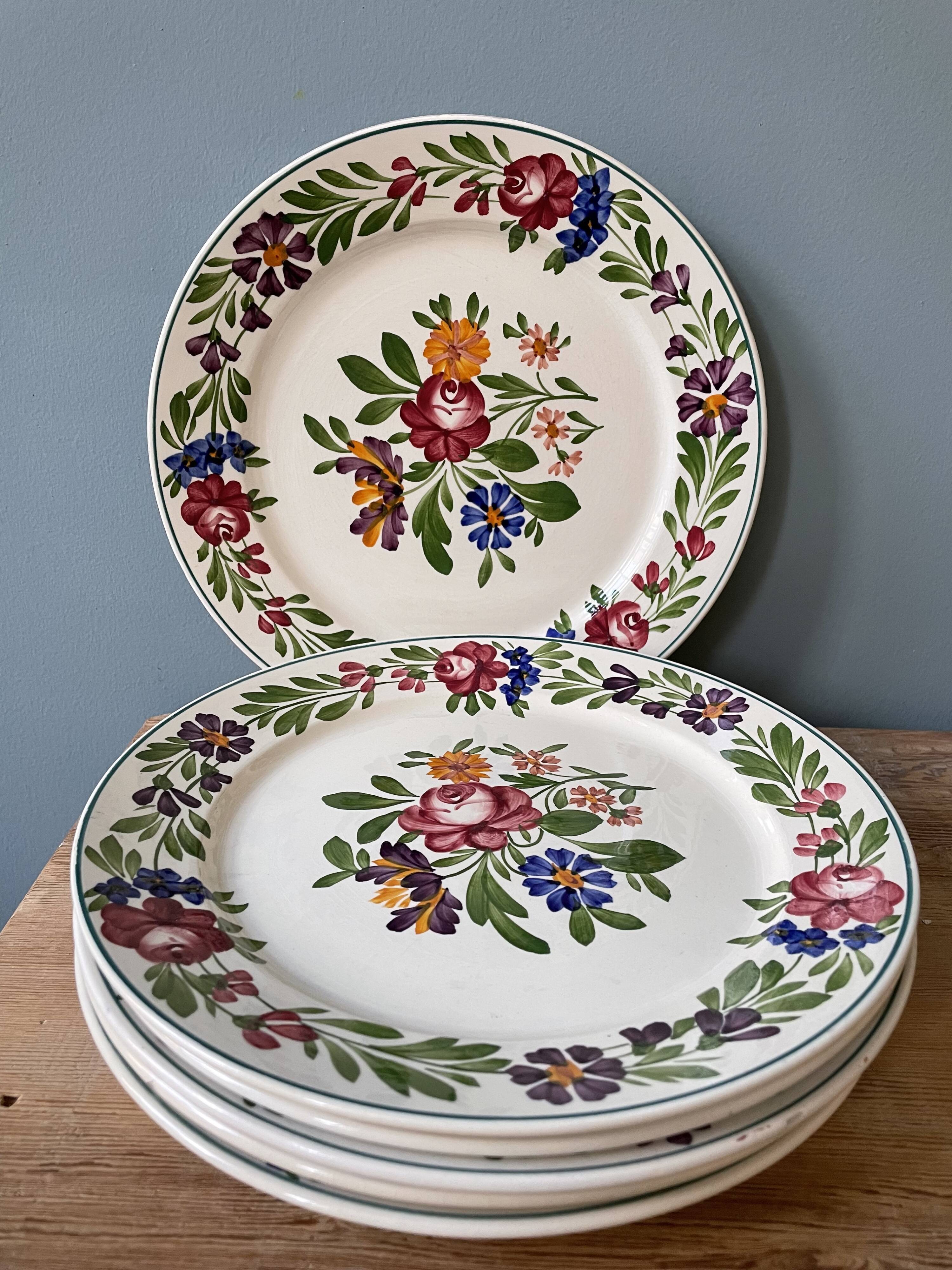 Set of 6 flat plates in Sarreguemines earthenware, Rusticana model