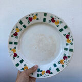 6 flat plates in white Gien ceramic with fruit patterns