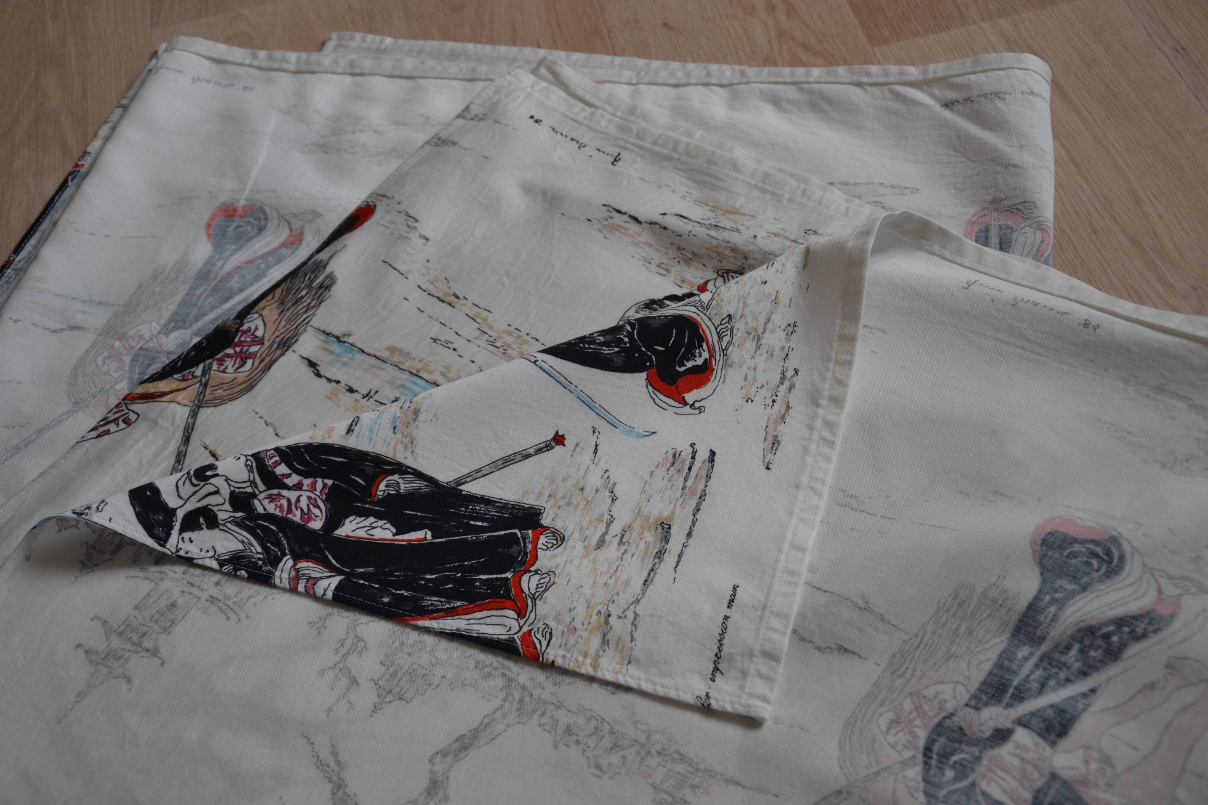 Old linen tablecloth and napkins