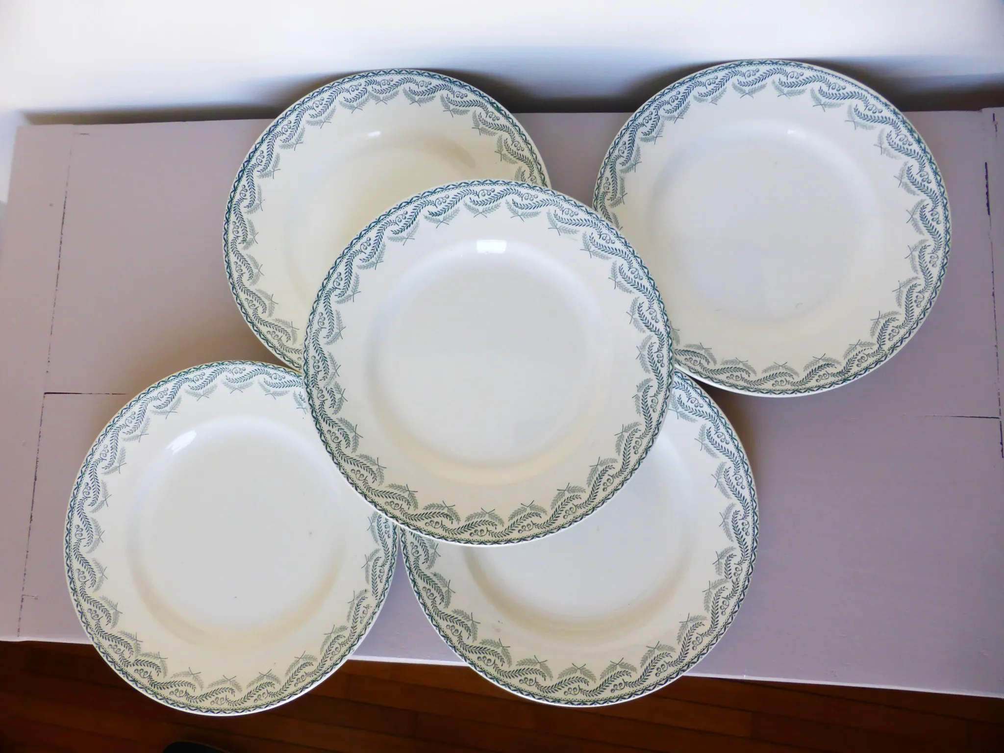 5 flat plates in ironstone from St Amand model Réjane 210726