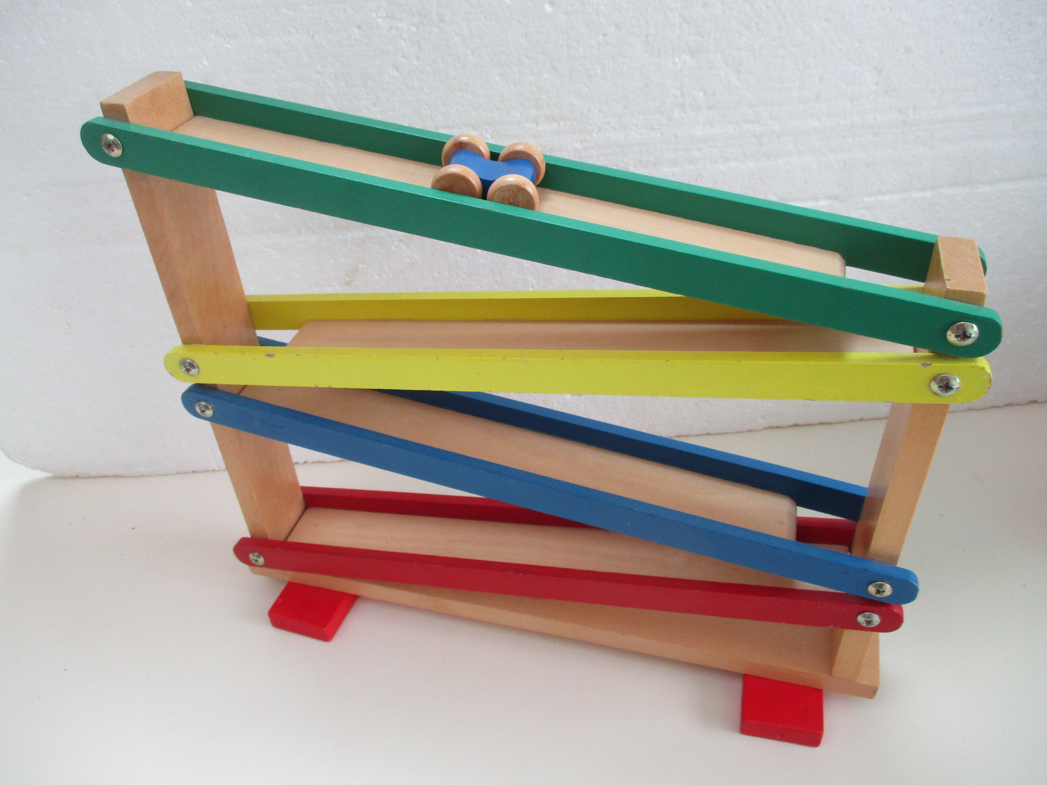 Toboggan wooden game and its vehicle-vintage