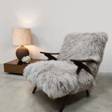 Scandinavian vintage sheepskin armchair