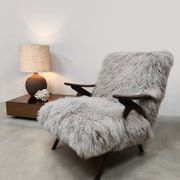 Fauteuil en peau de mouton vintage scandinave