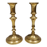A set of vintage brass candlesticks. Denmark 1960-70s.