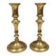 A set of vintage brass candlesticks. Denmark 1960-70s.