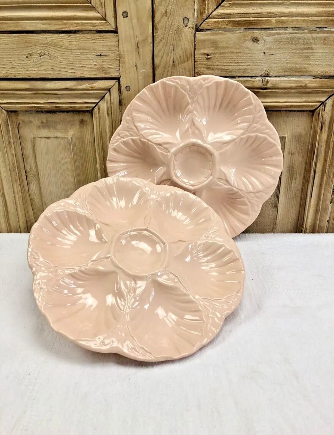 2 old plates oysters slip Digoin Sarreguemines