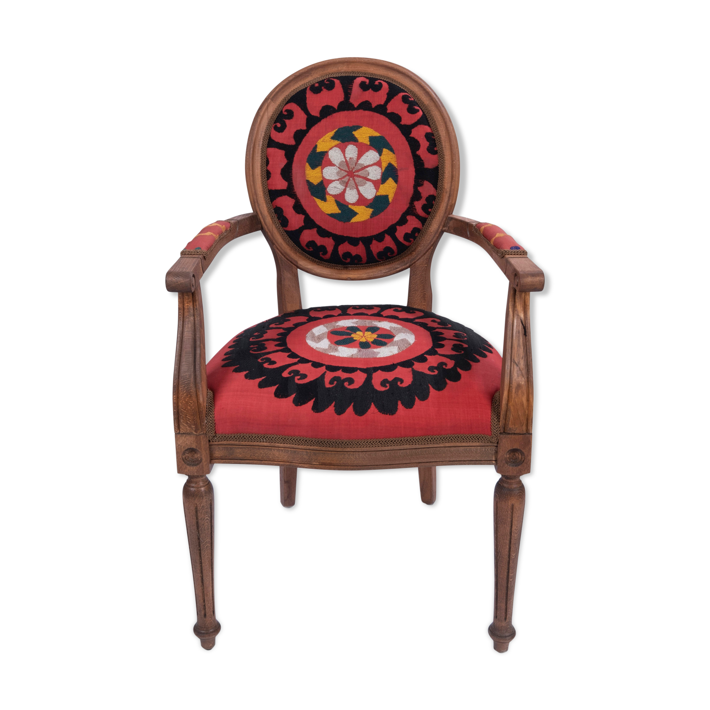 Bohemian chair, Suzani embroidery armchair with bergere style