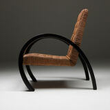Art Deco Armchair with Ottoman & Rush Seating