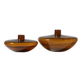 Pair Of Swedish “Bimatare” Amber Glass Vases, 1900s