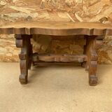 Antique Communion Bench Stool Carved Wood + Metal Monogram Early 20th Century