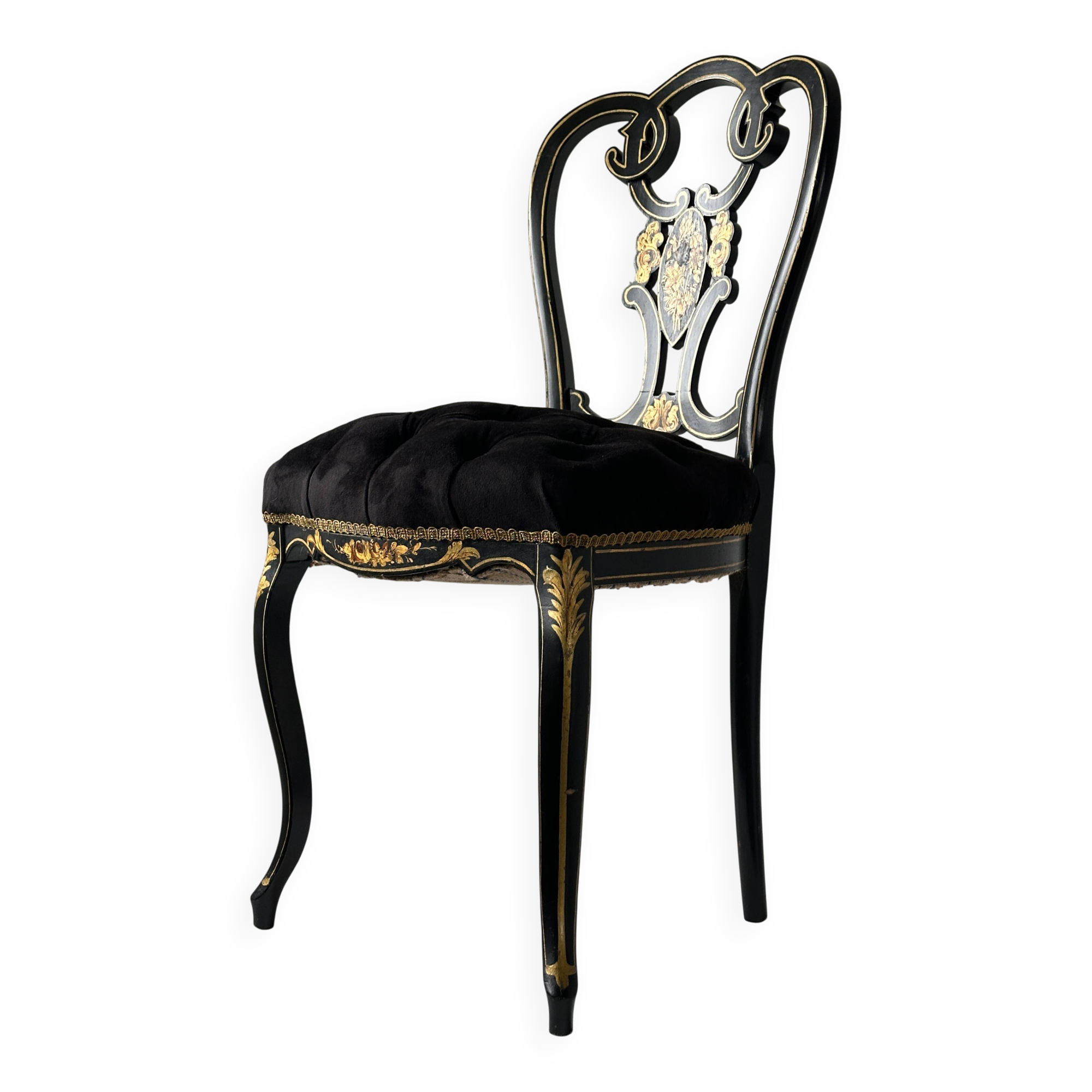 Napoleon III chair in burgundy black lacquered wood 19th century