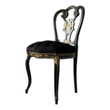 Napoleon III chair in burgundy black lacquered wood 19th century