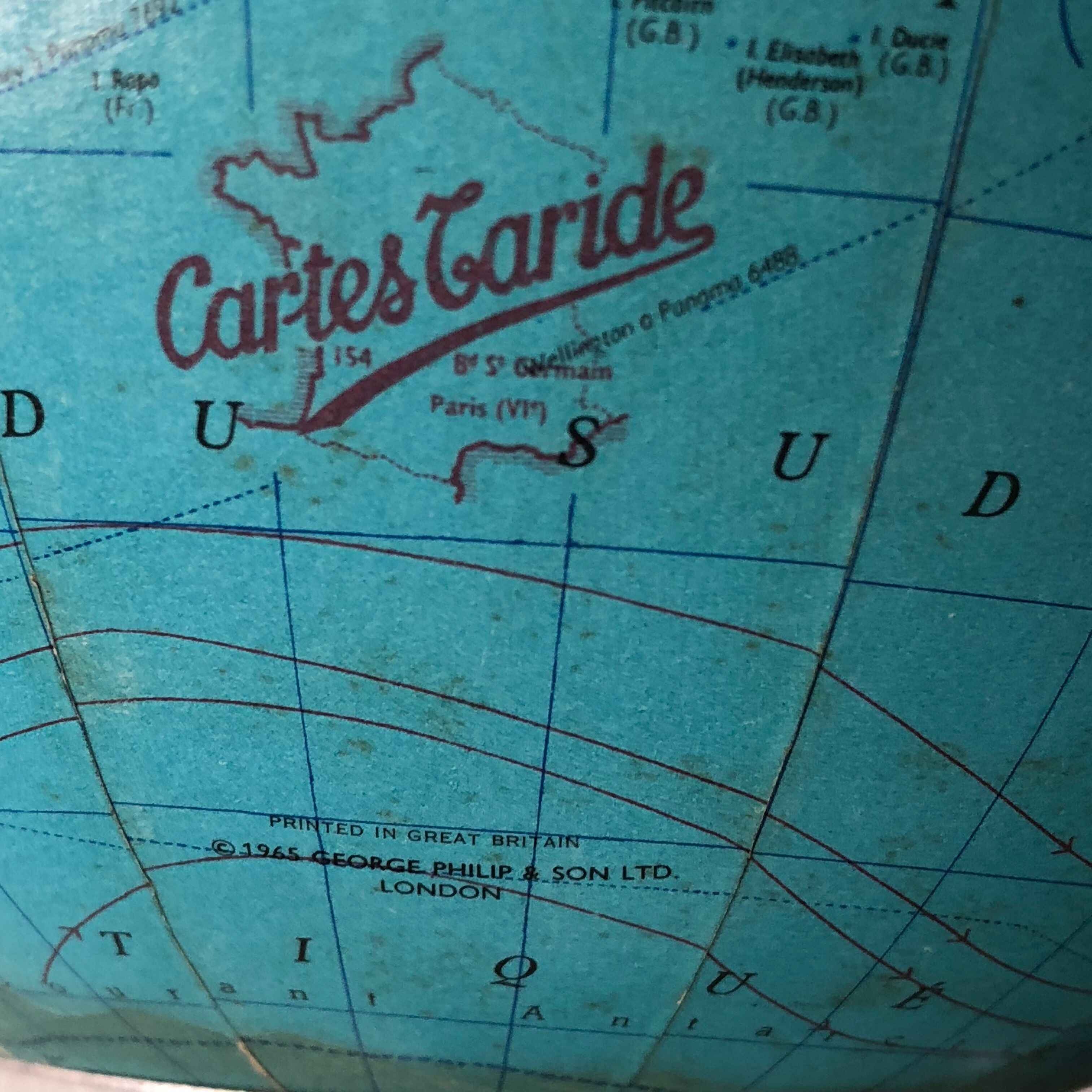 Globe taride marble 28cm vintage 1965