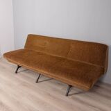 Vintage 60s convertible sofa in two-tone fabric italian design