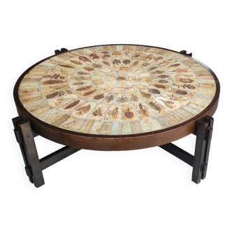 Roger Capron Vallauris ceramic coffee table herbarium decor