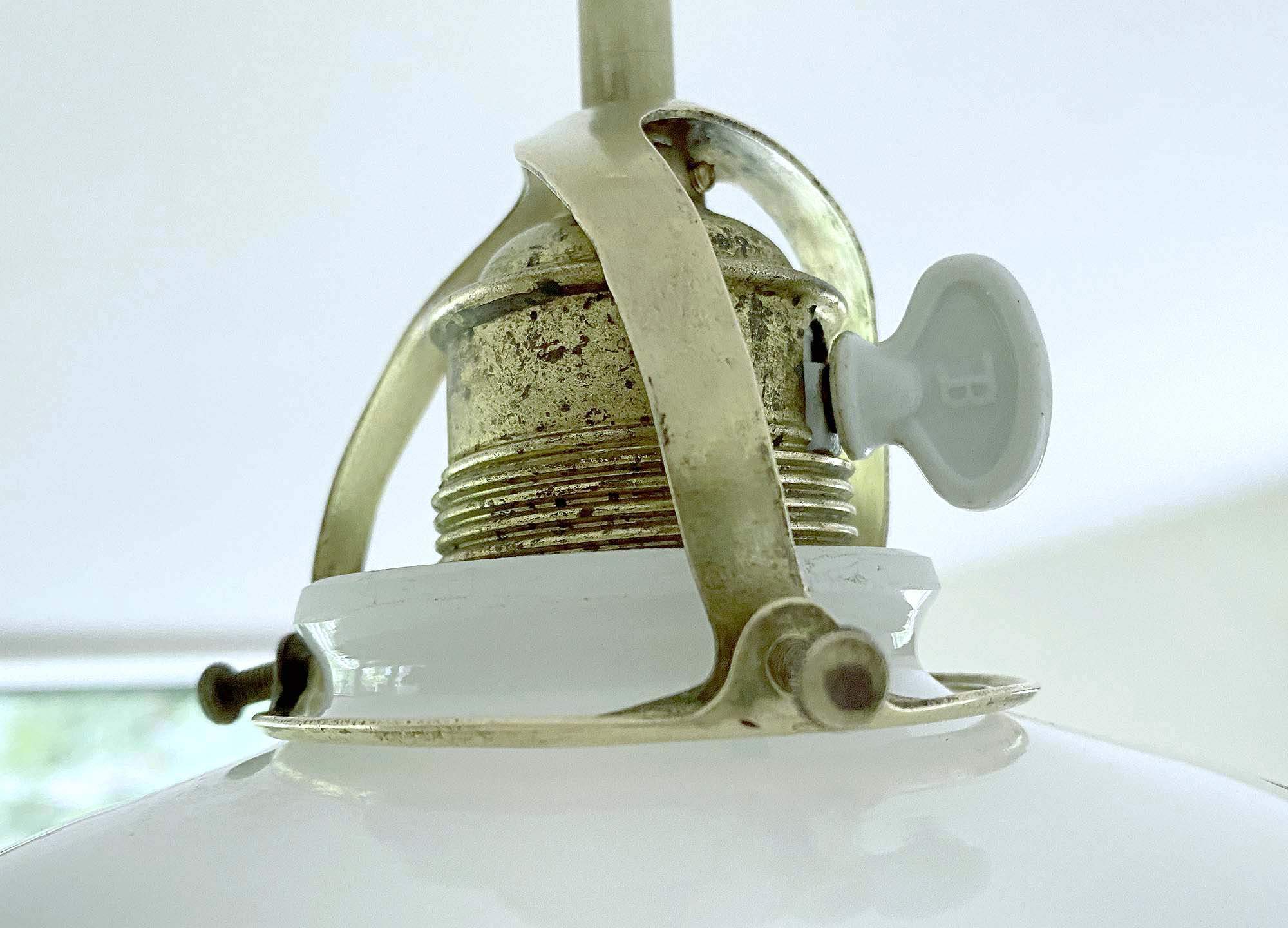 Art Deco pendant lamp, brass glass