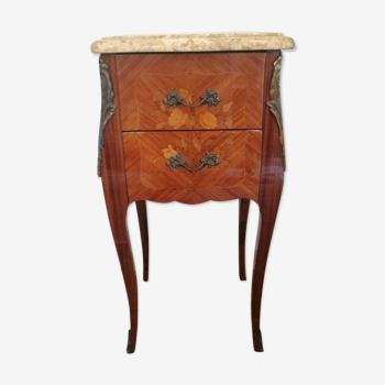 Bedside louis XV style floral marquetry