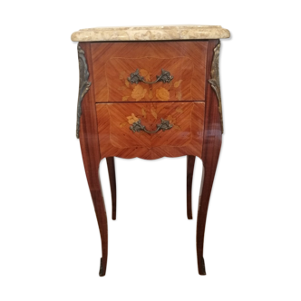Bedside louis XV style floral marquetry