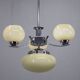 Art Deco chandelier, chrome and champagne glass, Czechoslovakia, 1930s