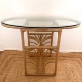Small oval dining table in rattan "Double Gerbe" – Duo Rivie format