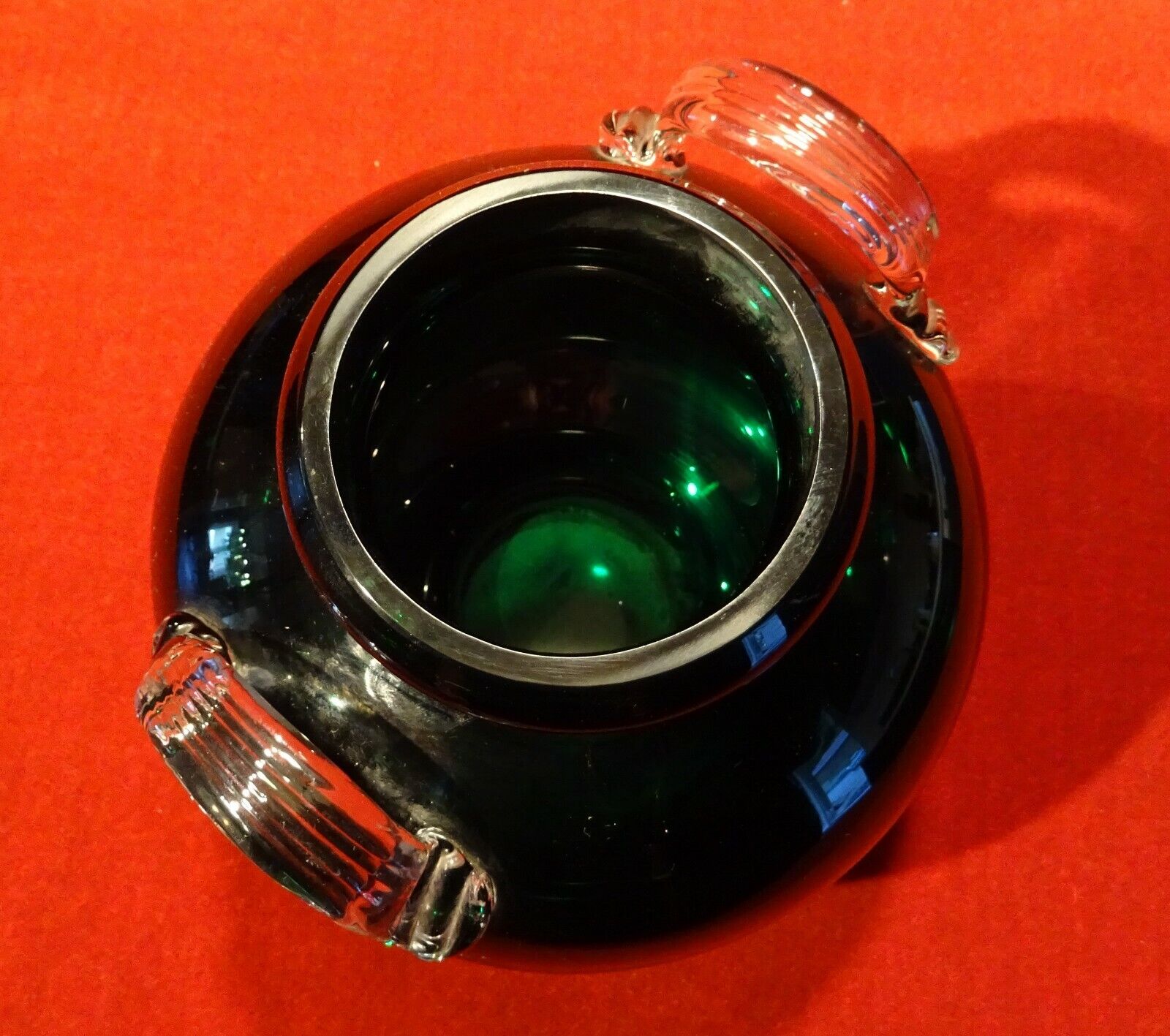 Vintage green glass vase 70's 80's