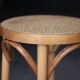 Beautiful curved blond wood caned stool. 1940s/1950s.