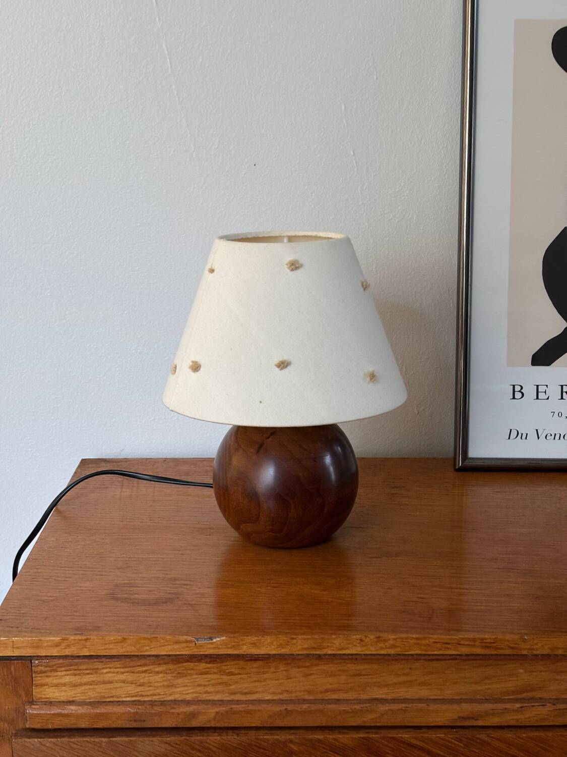Lampe boule en bois