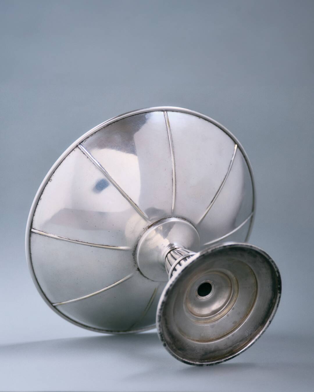 Coupe à fruits art déco en métal et verre, 1930s