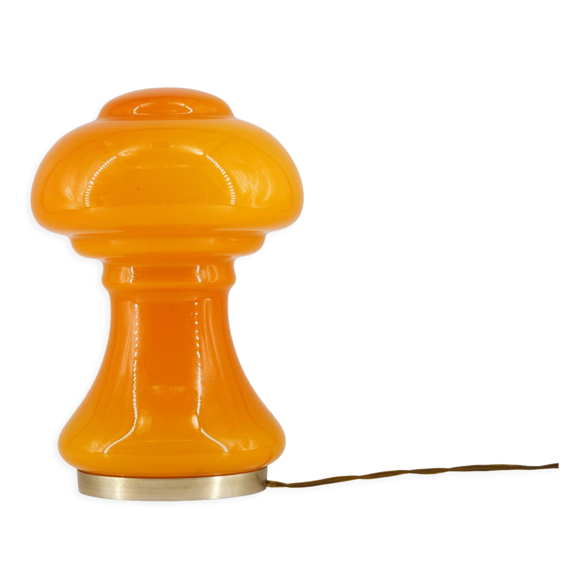 2 table lamp mushroom glass orange France 60s.