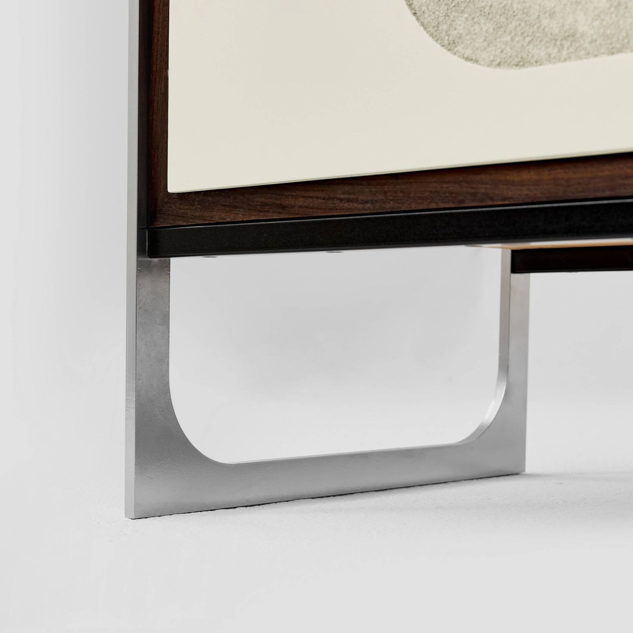 Vintage sideboard with handmade relief surface, metal, Germany, 1960s
