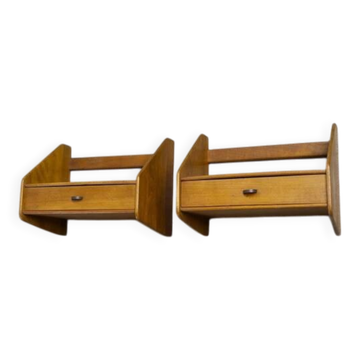 2x wall mounted mid century night stands