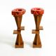 Two mid-century standing ashtrays consisting of red Alabaster cup