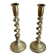 Duo of twisted brass candle holders