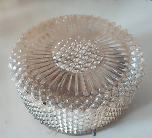 Round ceiling light in the shape of a sun, 1950s glass, vintage.