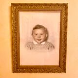 Frame from the 1920s - 1930s, colorized drawing of a toddler