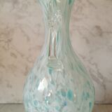 Vase verre moucheté bleu