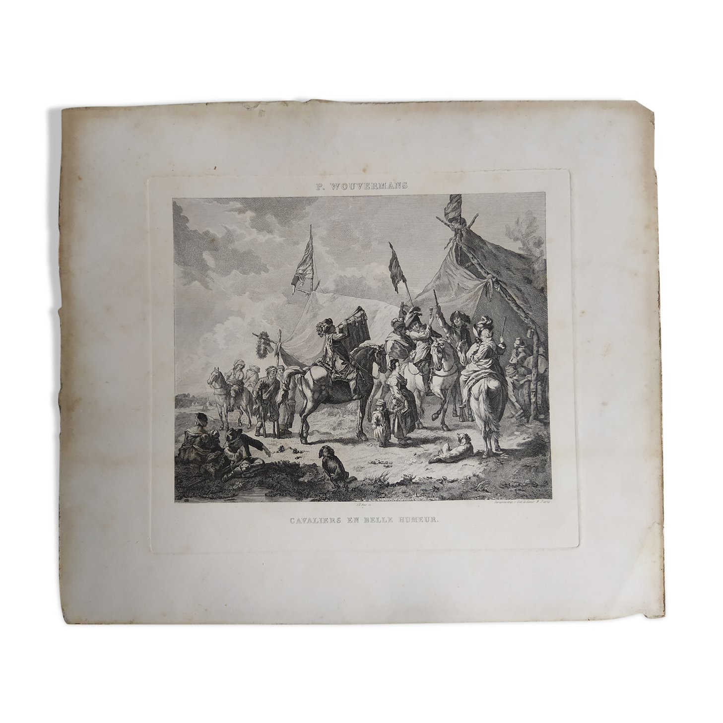Dutch engraving XVIIIth "Riders in good humor"