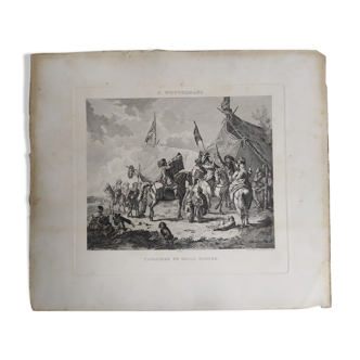 Dutch engraving XVIIIth "Riders in good humor"