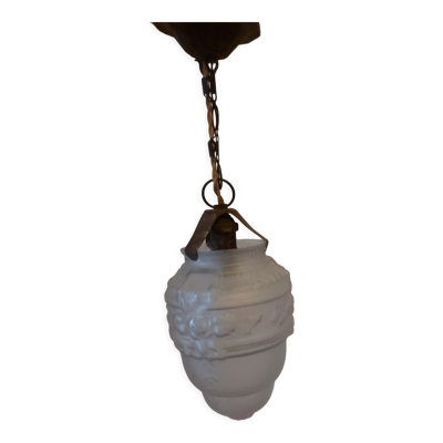 Lustre art déco en en verre soufflé moulé