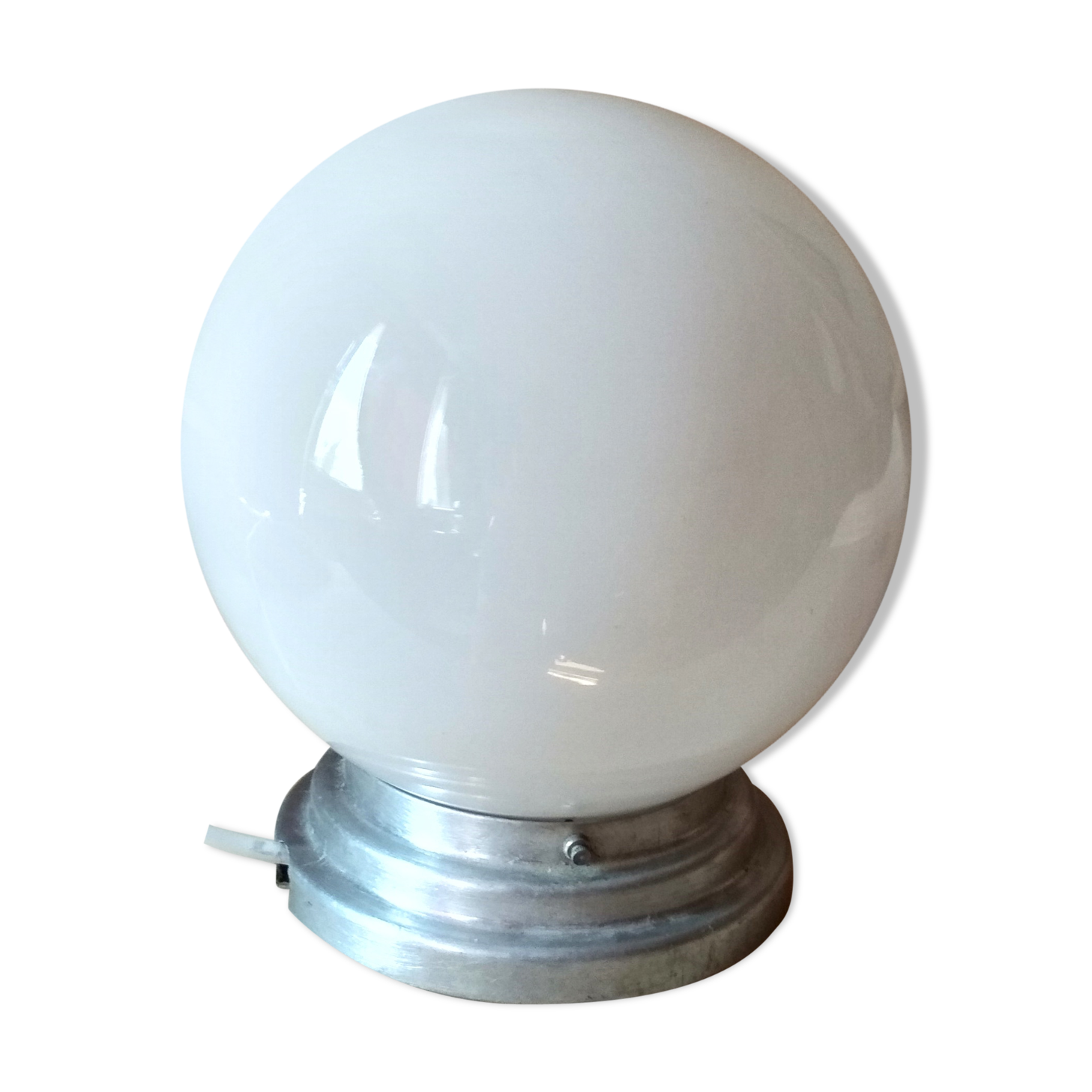 Old ceiling of 40's, white opaline globe, ceiling light