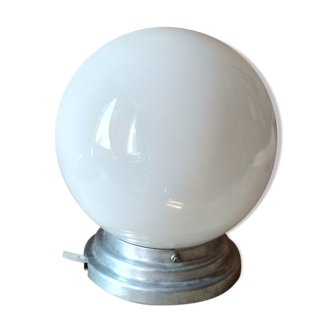 Old ceiling of 40's, white opaline globe, ceiling light