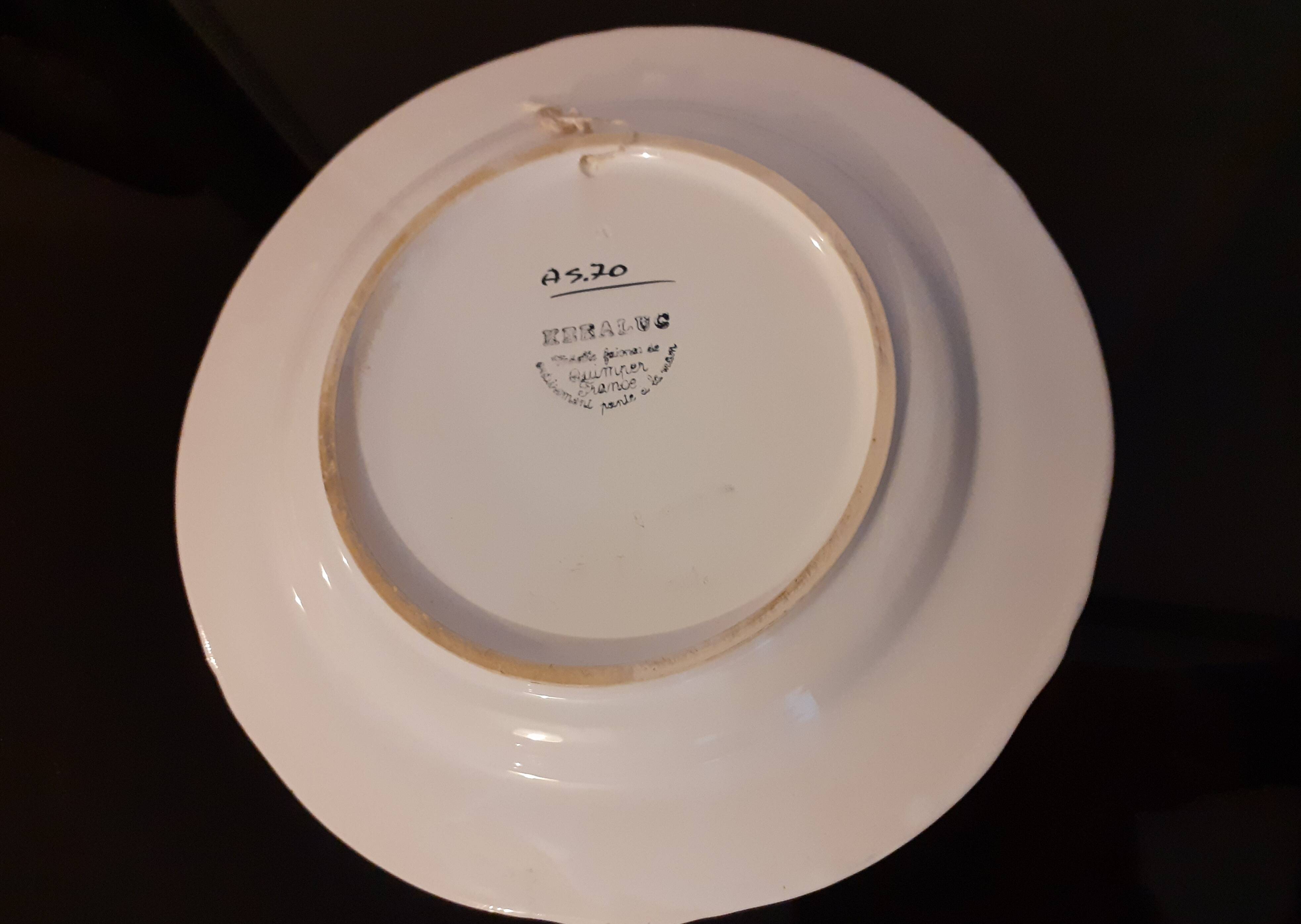 Keraluc quimper / hand painted bird hanging plate (02)