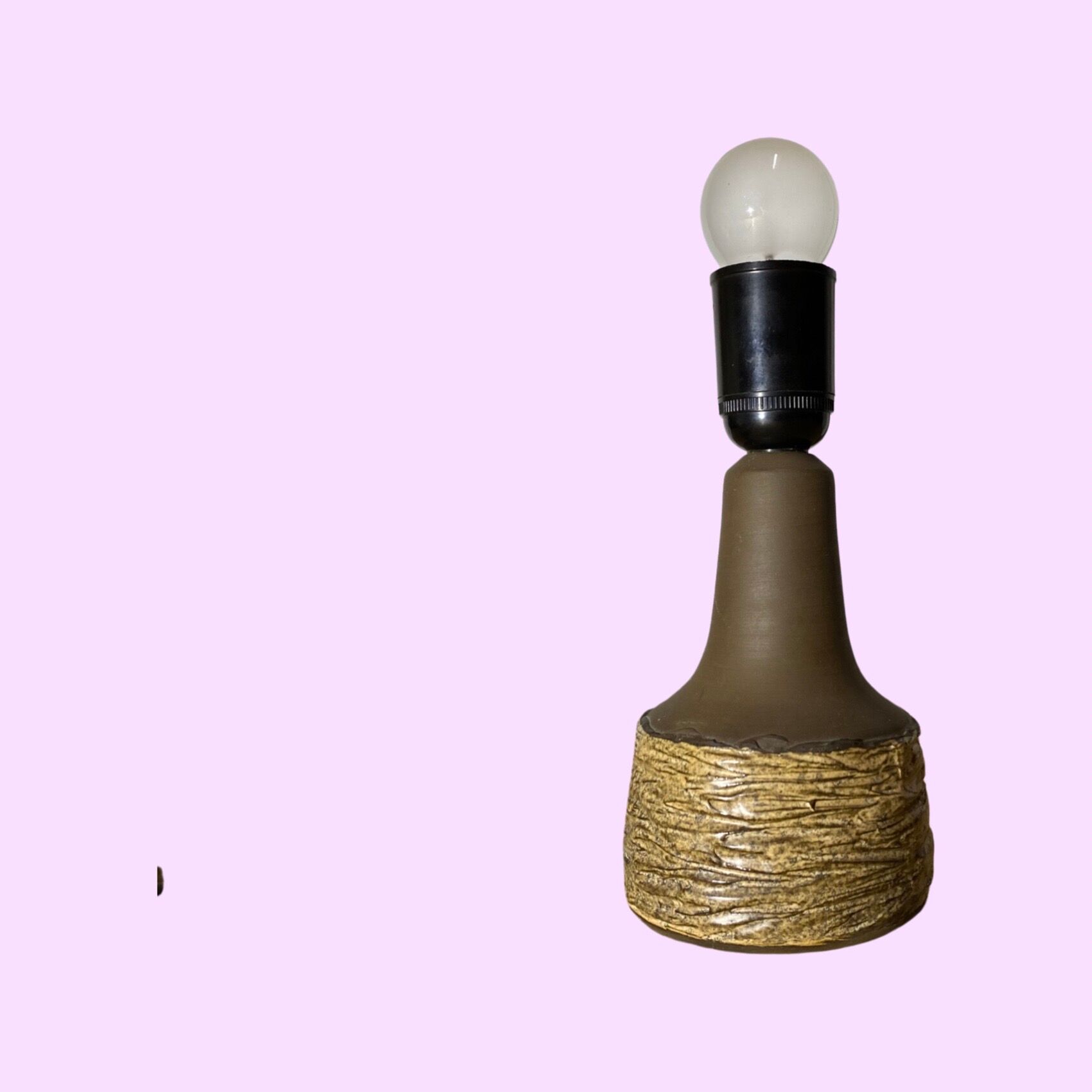 60s danish vintage desk light - mid century scandinavian table lamp - brown ceramic pottery lamp