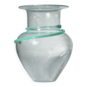 Monica Backström “Athena” Vase en verre artistique à bulles vert menthe, pour Kosta Boda