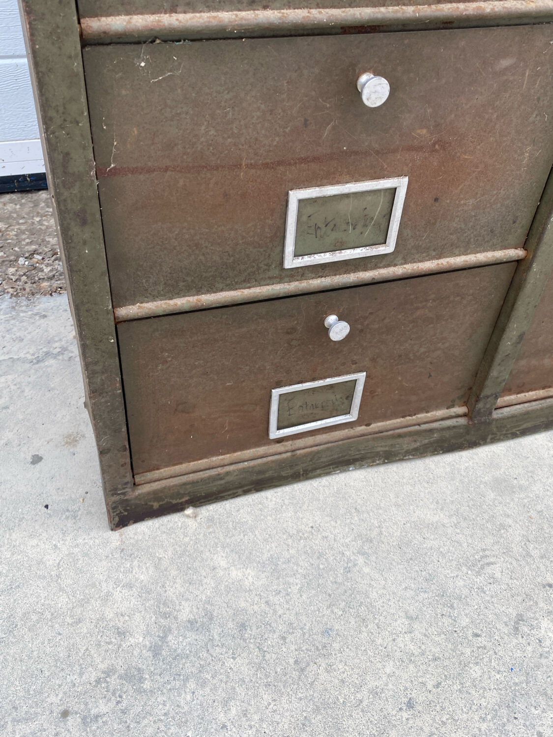 Military metal cabinet with hinged door